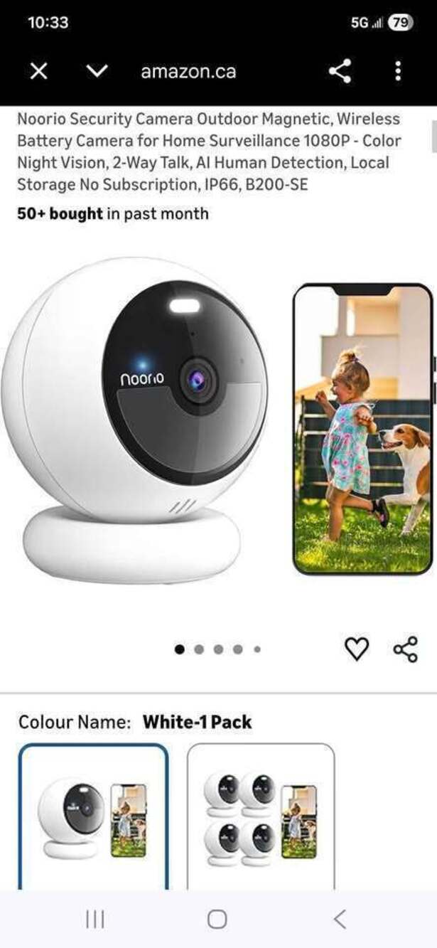 Noorio Security Camera Outdoor Magnetic, Wireless Battery Camera for Home Survei